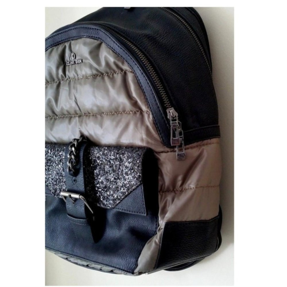 Celine Dion Khaki Green / Black Glitter Backpack - Picture 4 of 9